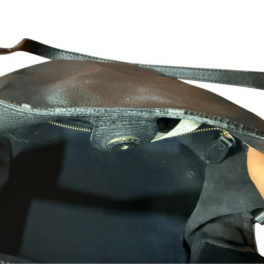 Burberry London Nova Check Black Leather Large Shoulder Tote Bag - Picture 11 of 13